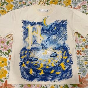 Cream Graphic T-Shirt with H initial